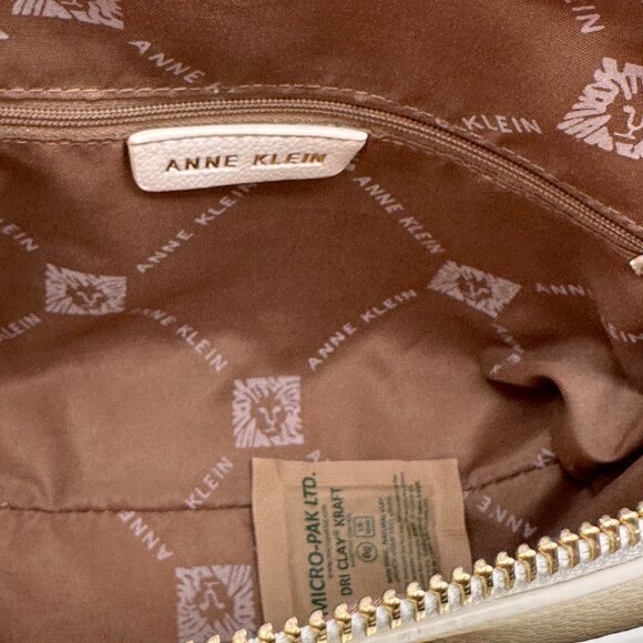 Anne Klein Triple Compartment Crossbody Bag Gold Chain Strap Monogram Design - Picture 12 of 13